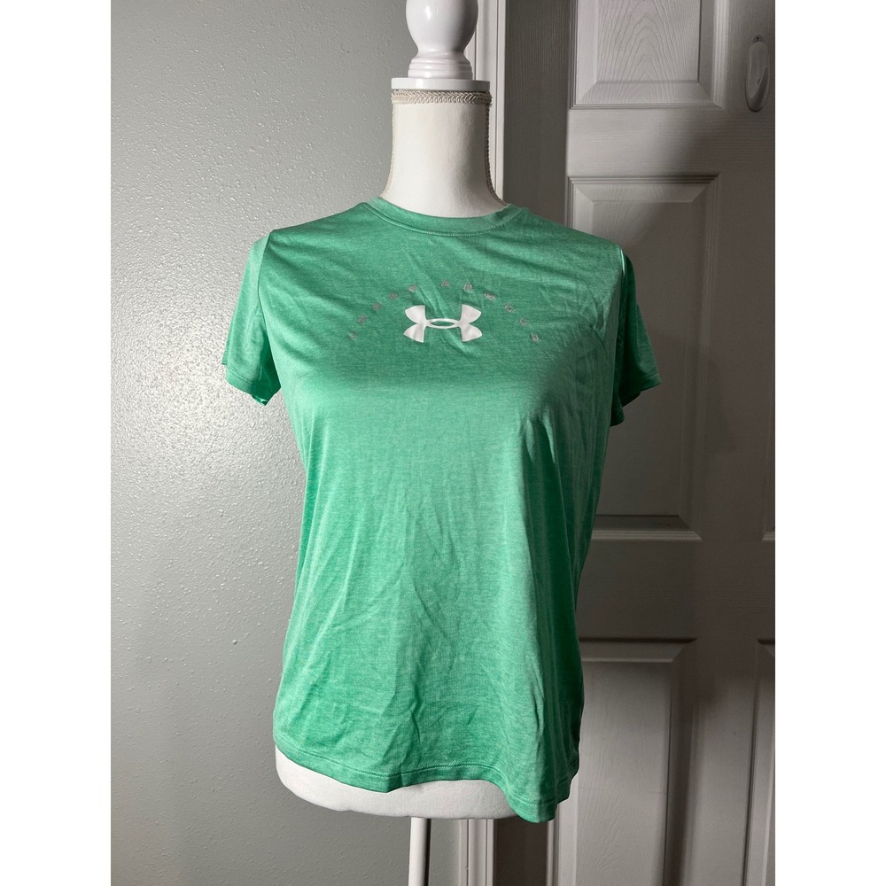 Under Armour Mint Green Logo Graphic Tee YXL (fits Women's Small)